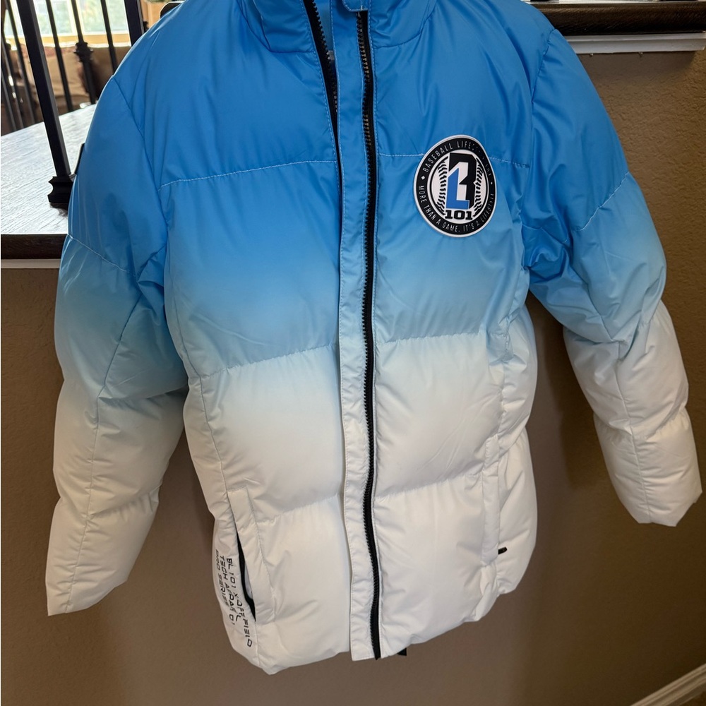 Baseball Lifestyle 101 YXL Blue and White Puffer Jacket